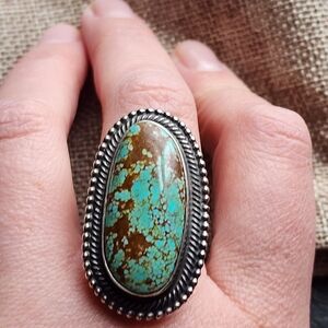 Stunning Large Stone Turquoise Number 8 Adjustable Ring